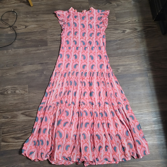 Oliphant Pink Printed Maxi Dress with Subtle Purple Accents - Picture 3 of 9